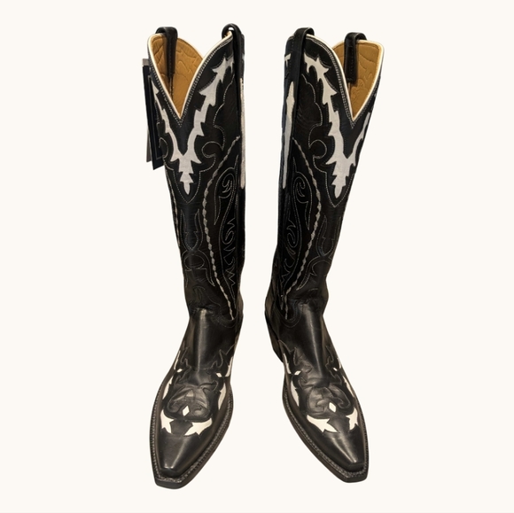 🔥Rare NWT 1883 Lucchese classic black / white cowboy boots Women's 6.5 B